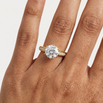 Gold 1Ct Round Pave Shank Solitaire Lab Grown Diamond Flavi Ring