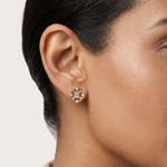 Gold Petal Swirl Emerald Lab Grown Diamond Flira Earring