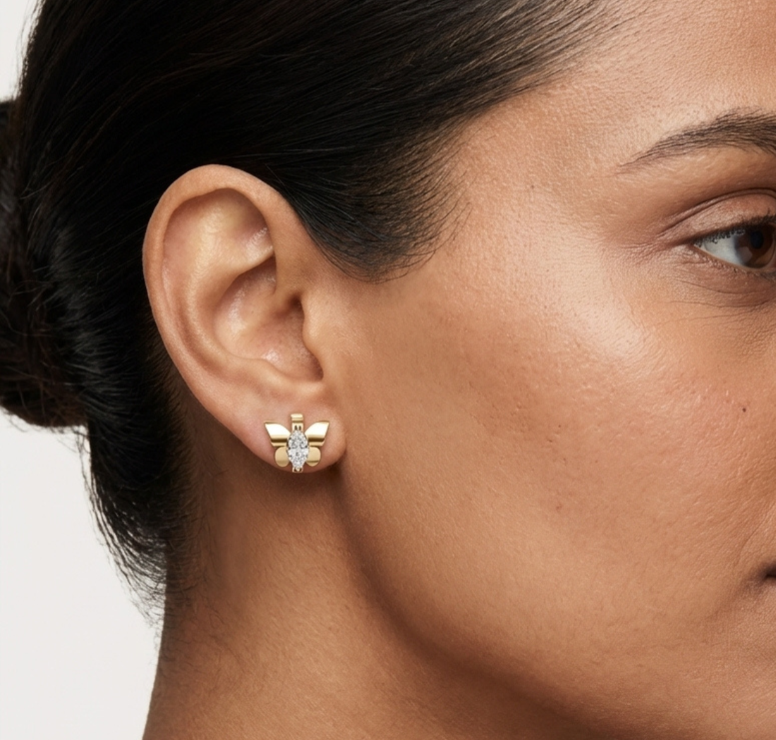 Gold Cluster Pave Marquise Lab Grown Diamond Fynel Earring