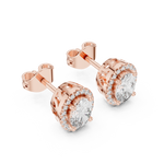 Gold 1Ct Oval Halo Lab Grown Diamond Orvella Earring