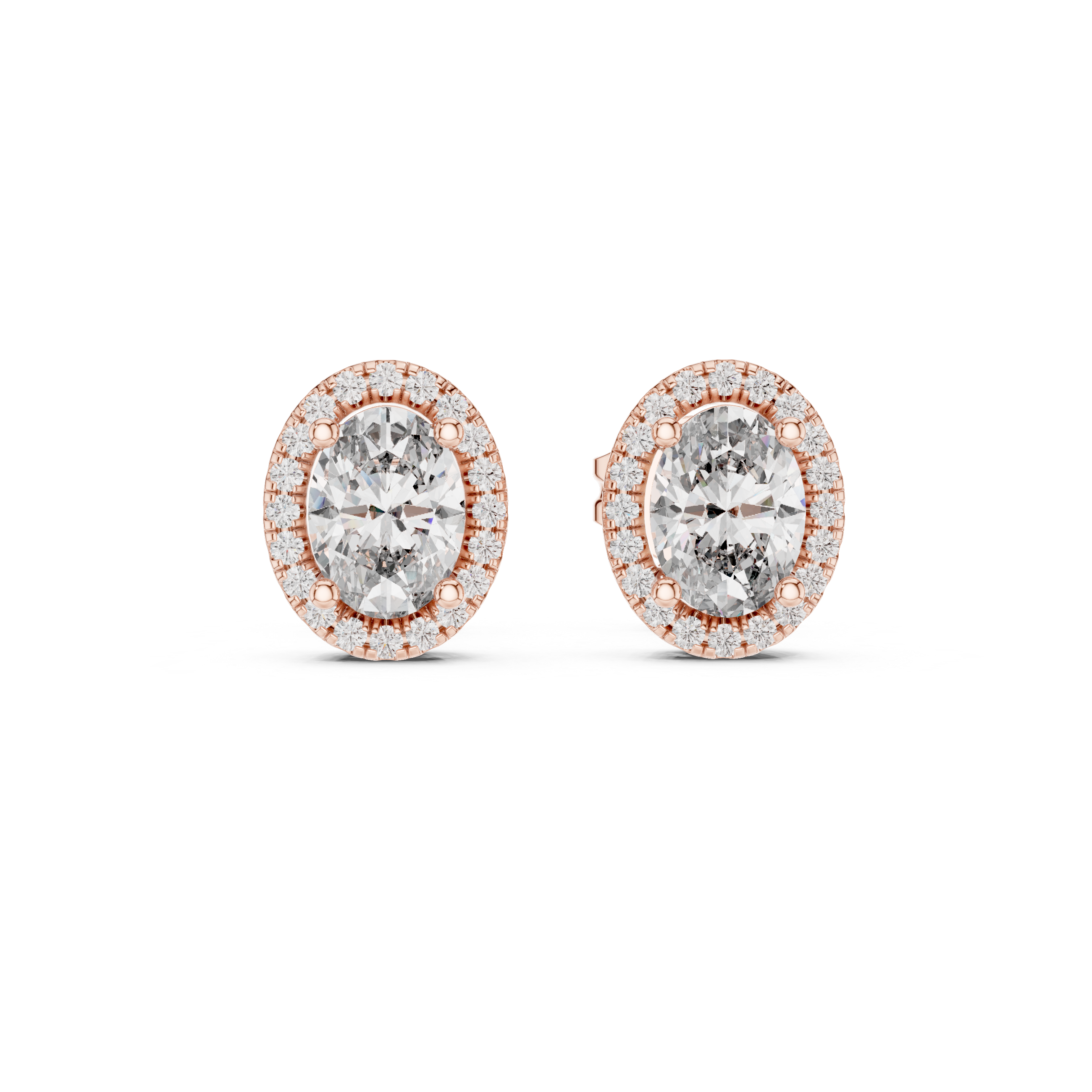 Gold 1Ct Oval Halo Lab Grown Diamond Orvella Earring