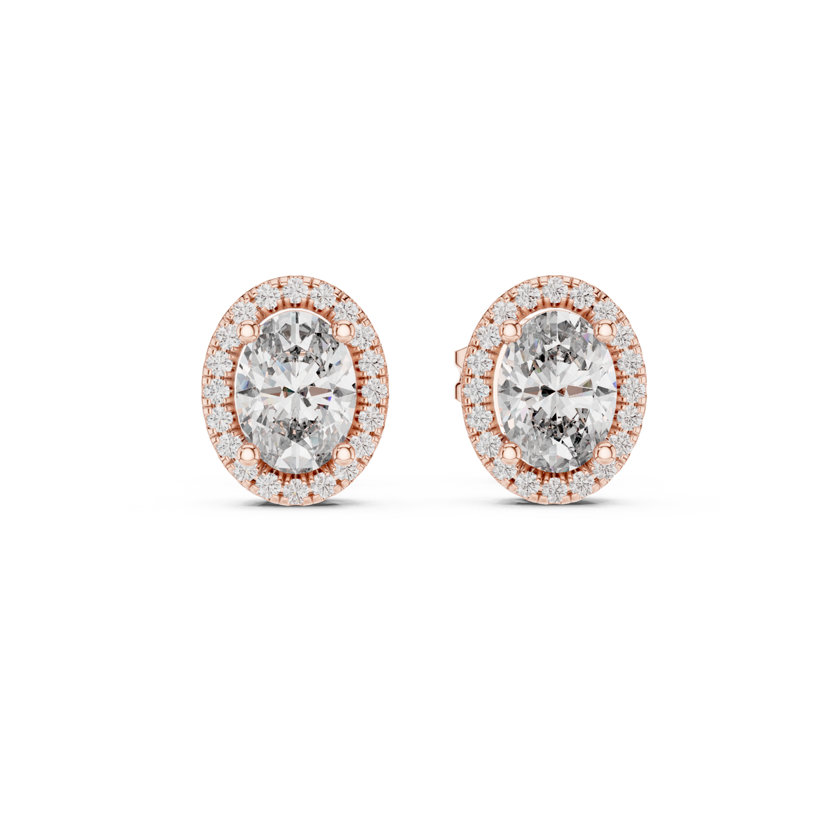 Gold 1Ct Oval Halo Lab Grown Diamond Orvella Earring