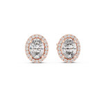 Gold 1Ct Oval Halo Lab Grown Diamond Orvella Earring