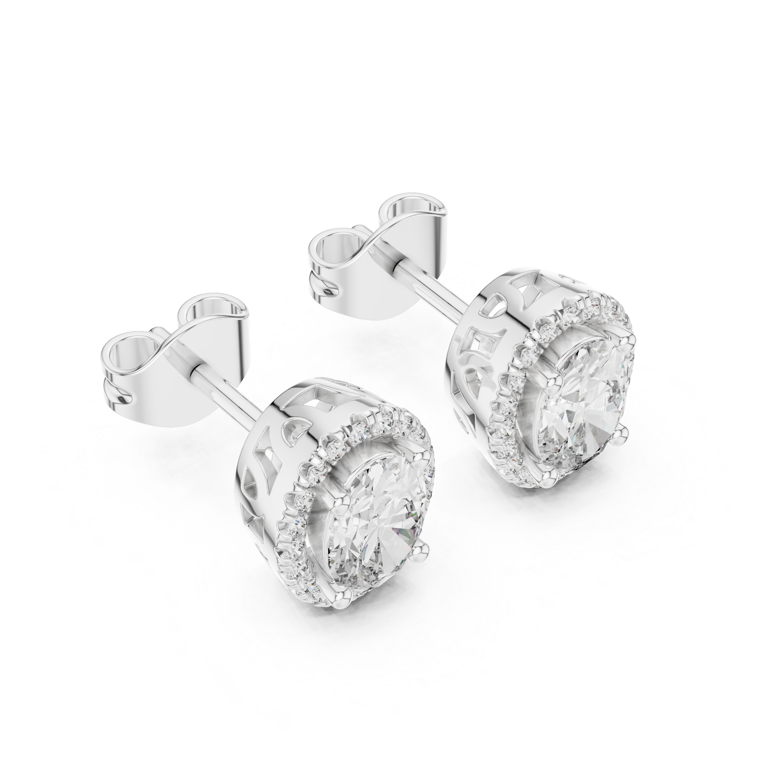 Gold 1Ct Oval Halo Lab Grown Diamond Orvella Earring