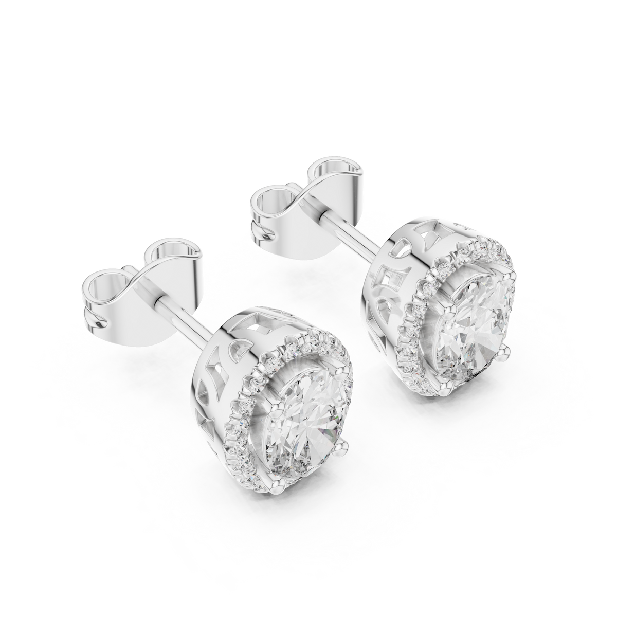 Gold 1Ct Oval Halo Lab Grown Diamond Orvella Earring