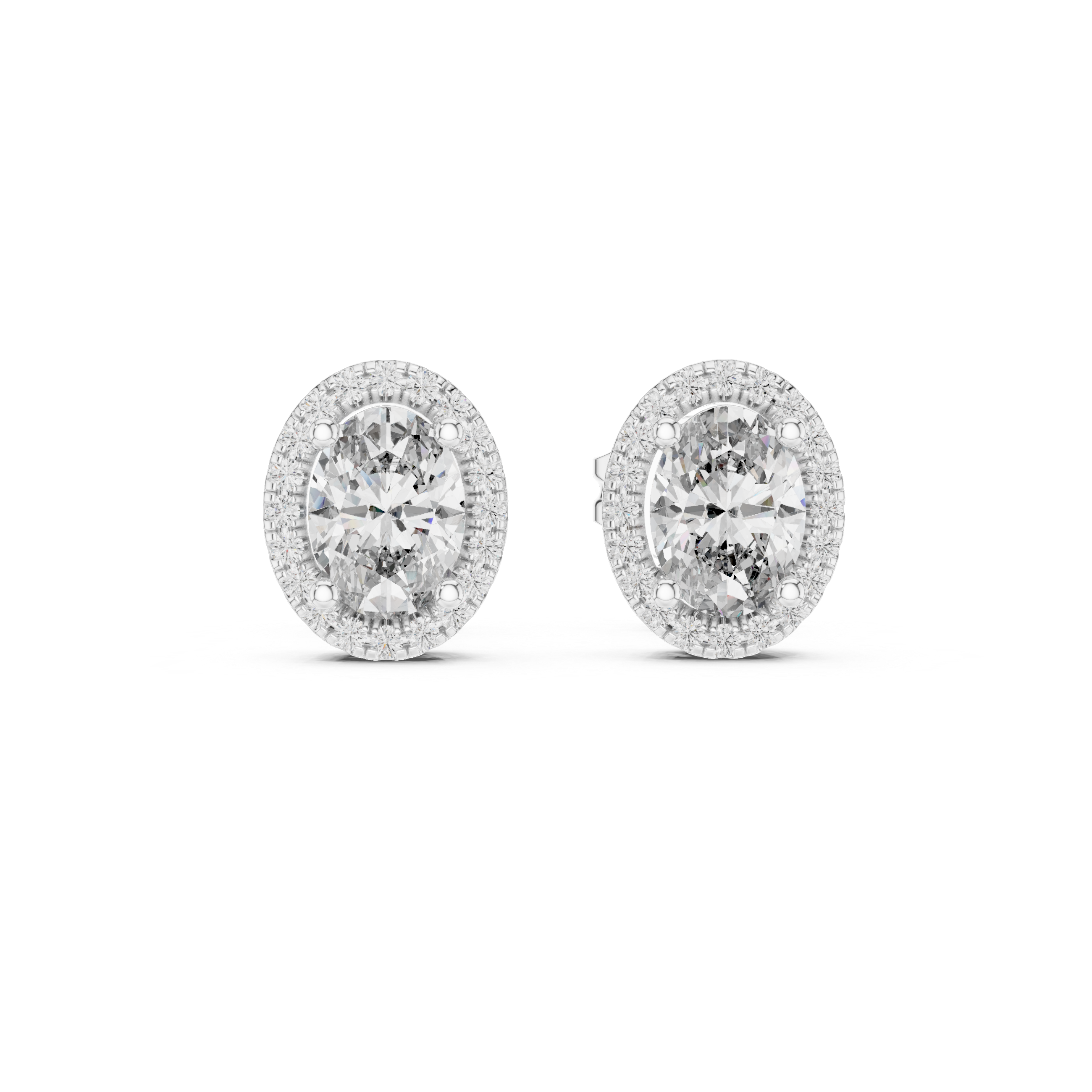 Gold 1Ct Oval Halo Lab Grown Diamond Orvella Earring
