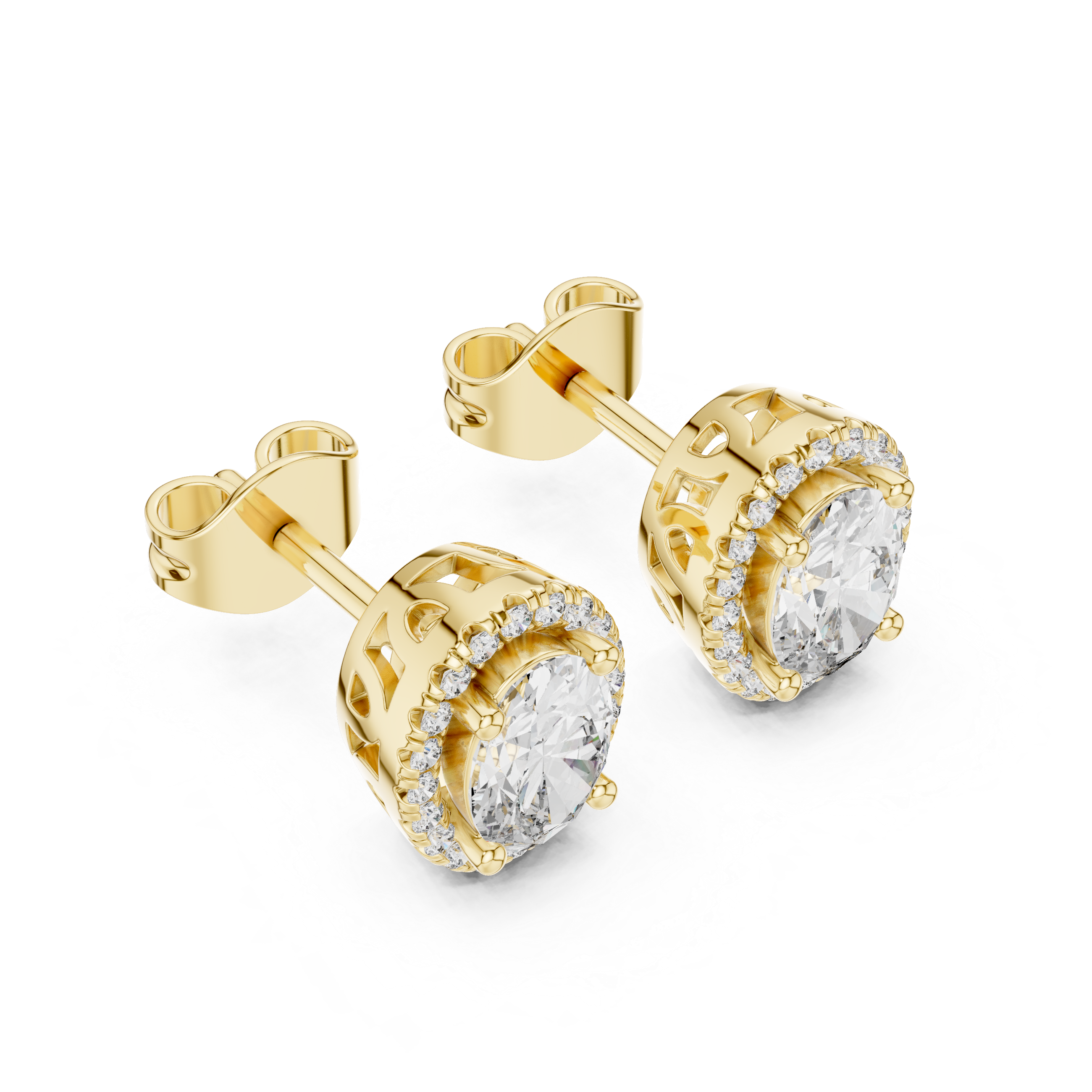 Gold 1Ct Oval Halo Lab Grown Diamond Orvella Earring