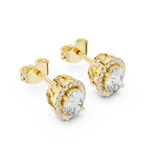 Gold 1Ct Oval Halo Lab Grown Diamond Orvella Earring