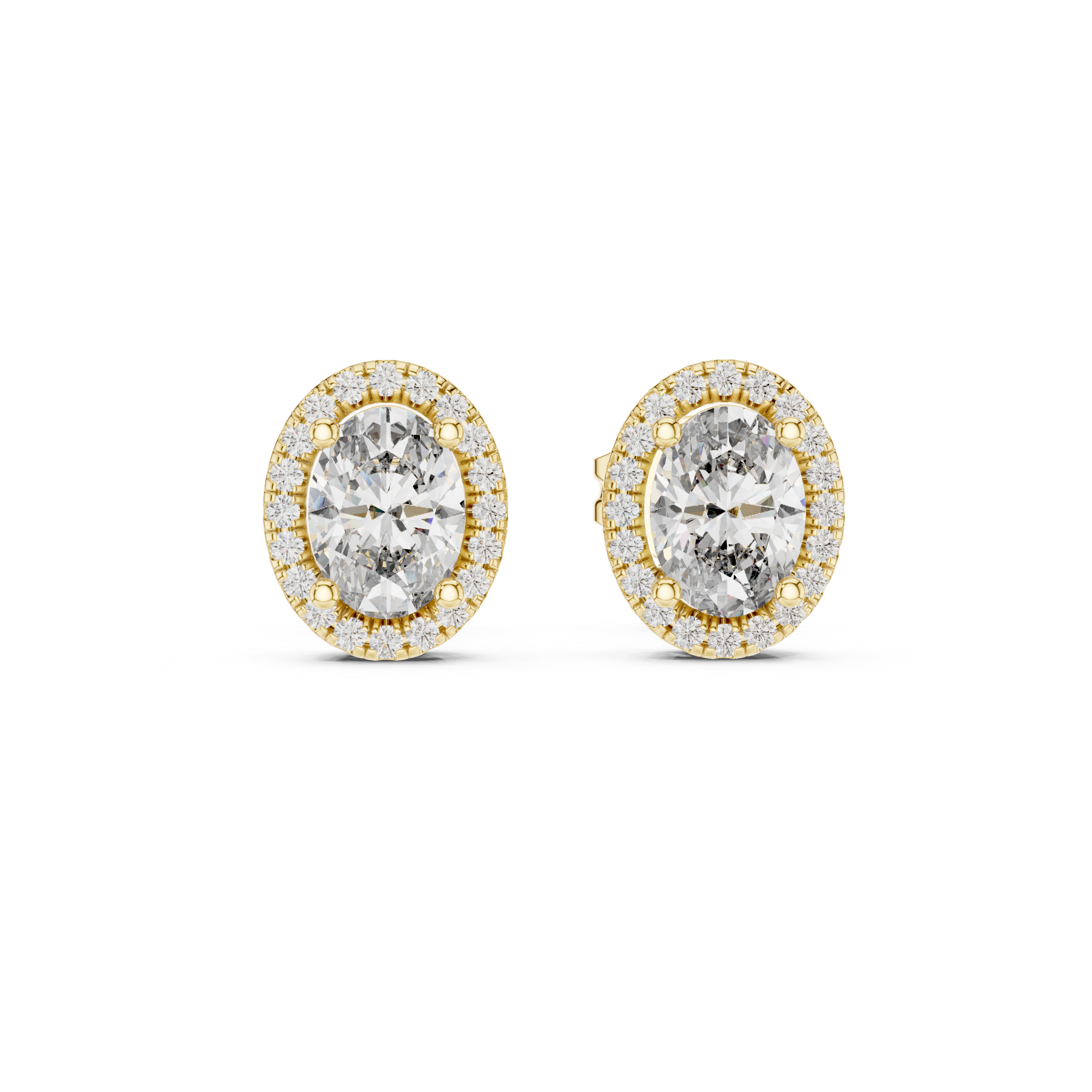 Gold 1Ct Oval Halo Lab Grown Diamond Orvella Earring