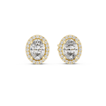 Gold 1Ct Oval Halo Lab Grown Diamond Orvella Earring