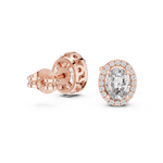 Gold 1Ct Oval Halo Lab Grown Diamond Orvella Earring