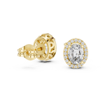 Gold 1Ct Oval Halo Lab Grown Diamond Orvella Earring