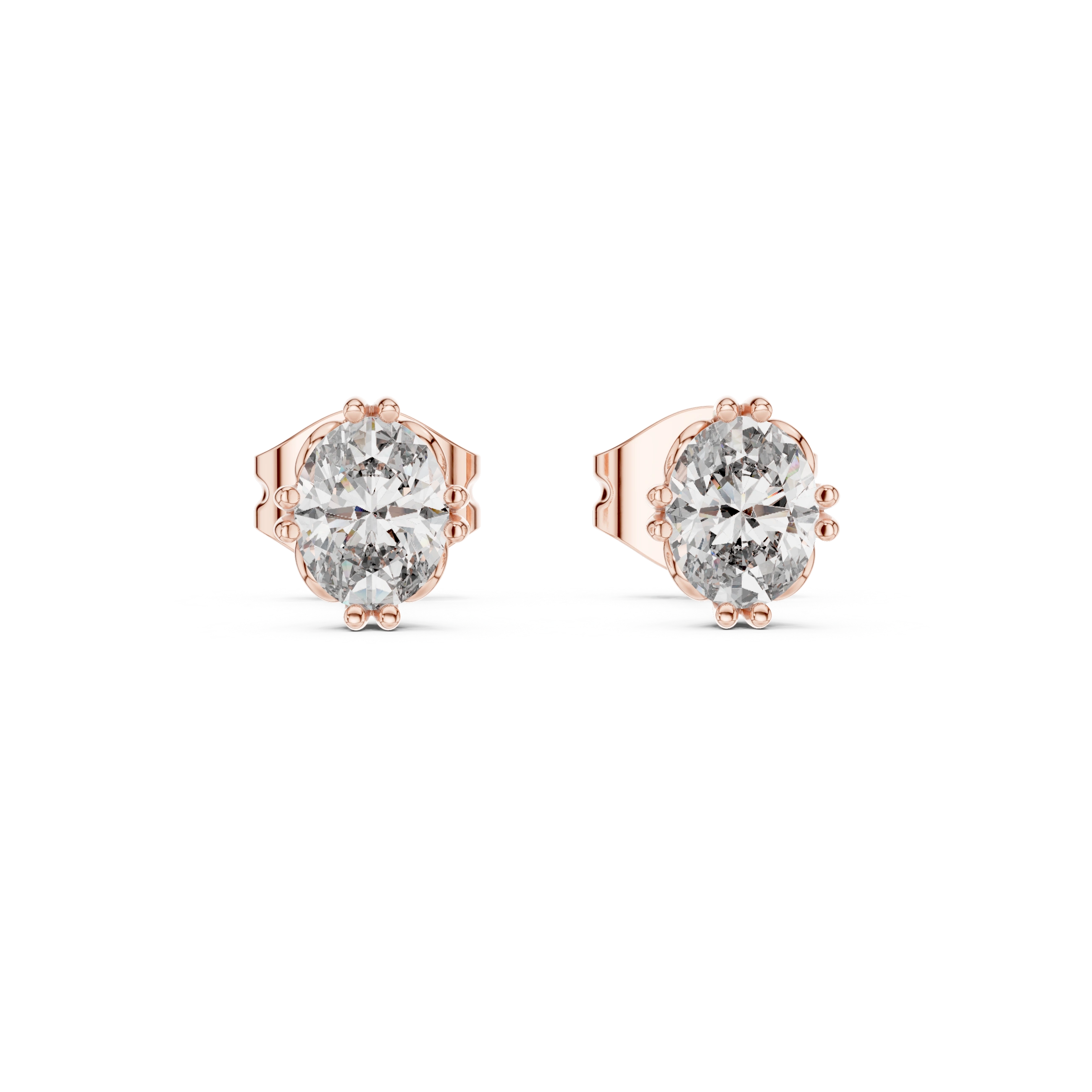 Gold 1Ct Solitaire Oval Lab Grown Diamond Corbin Earring