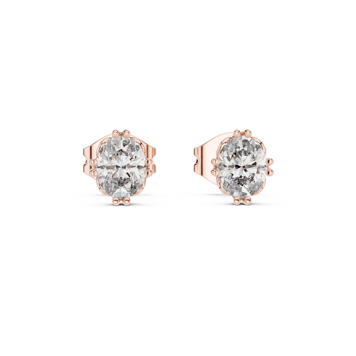 Gold 1Ct Solitaire Oval Lab Grown Diamond Corbin Earring