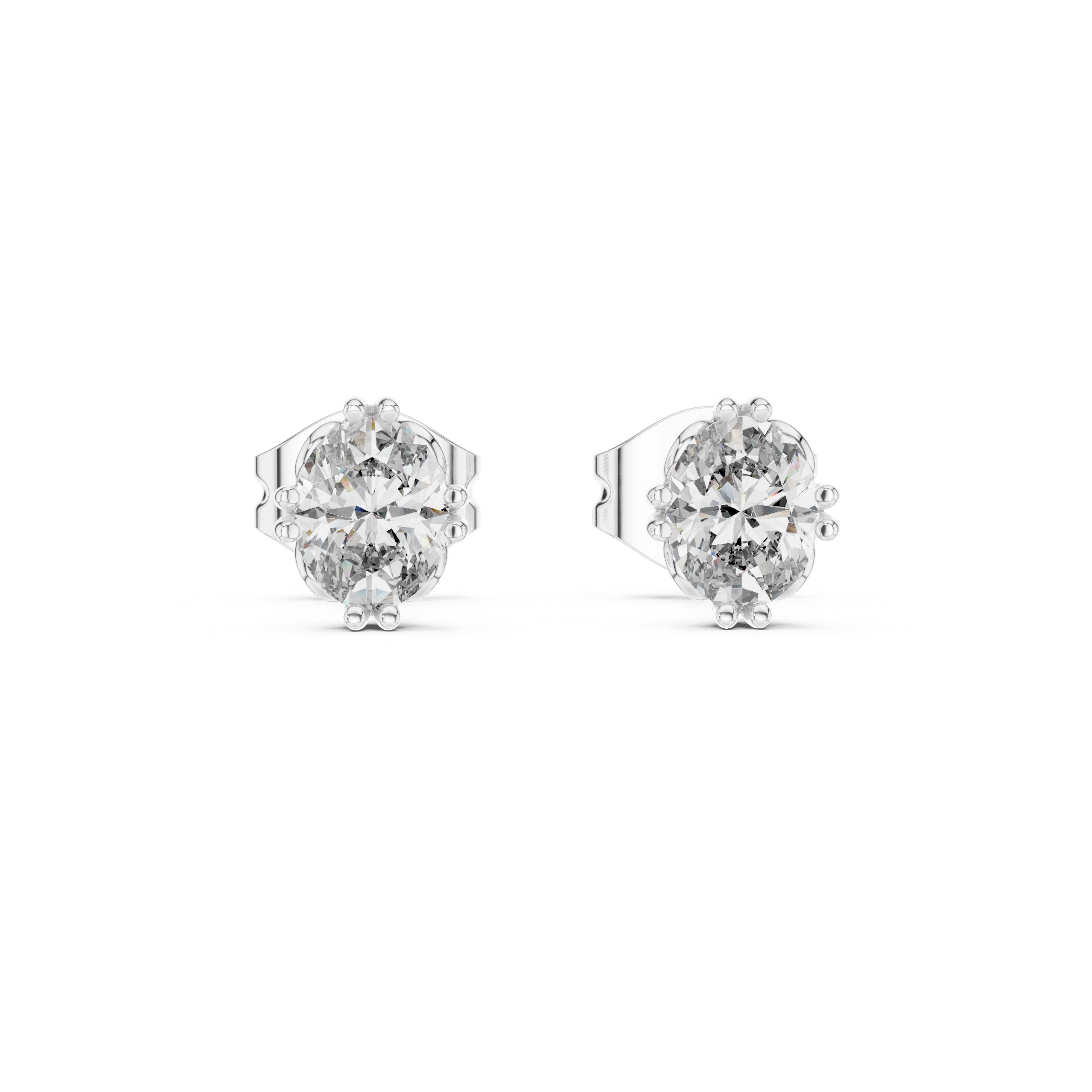 Gold 1Ct Solitaire Oval Lab Grown Diamond Corbin Earring