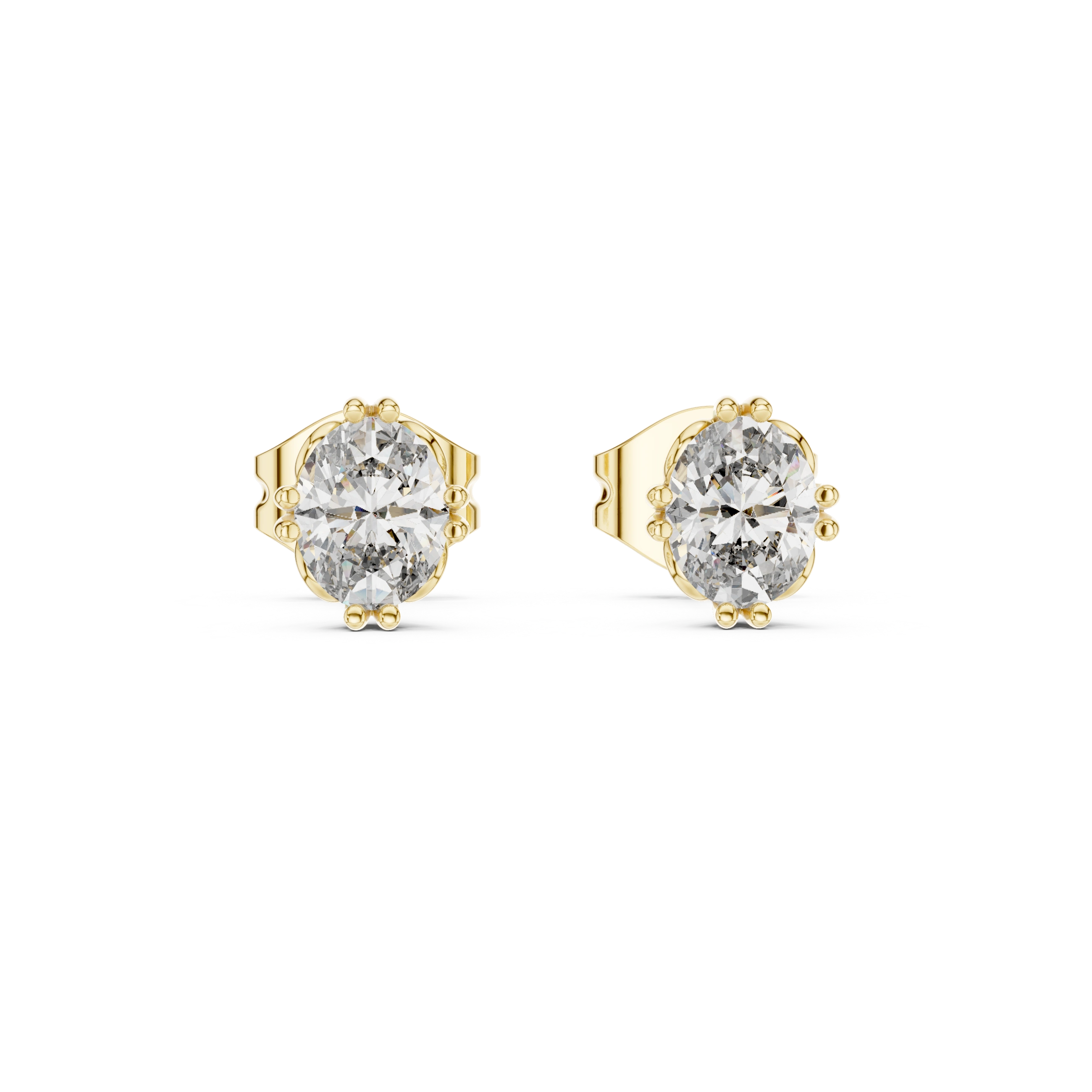 Gold 1Ct Solitaire Oval Lab Grown Diamond Corbin Earring