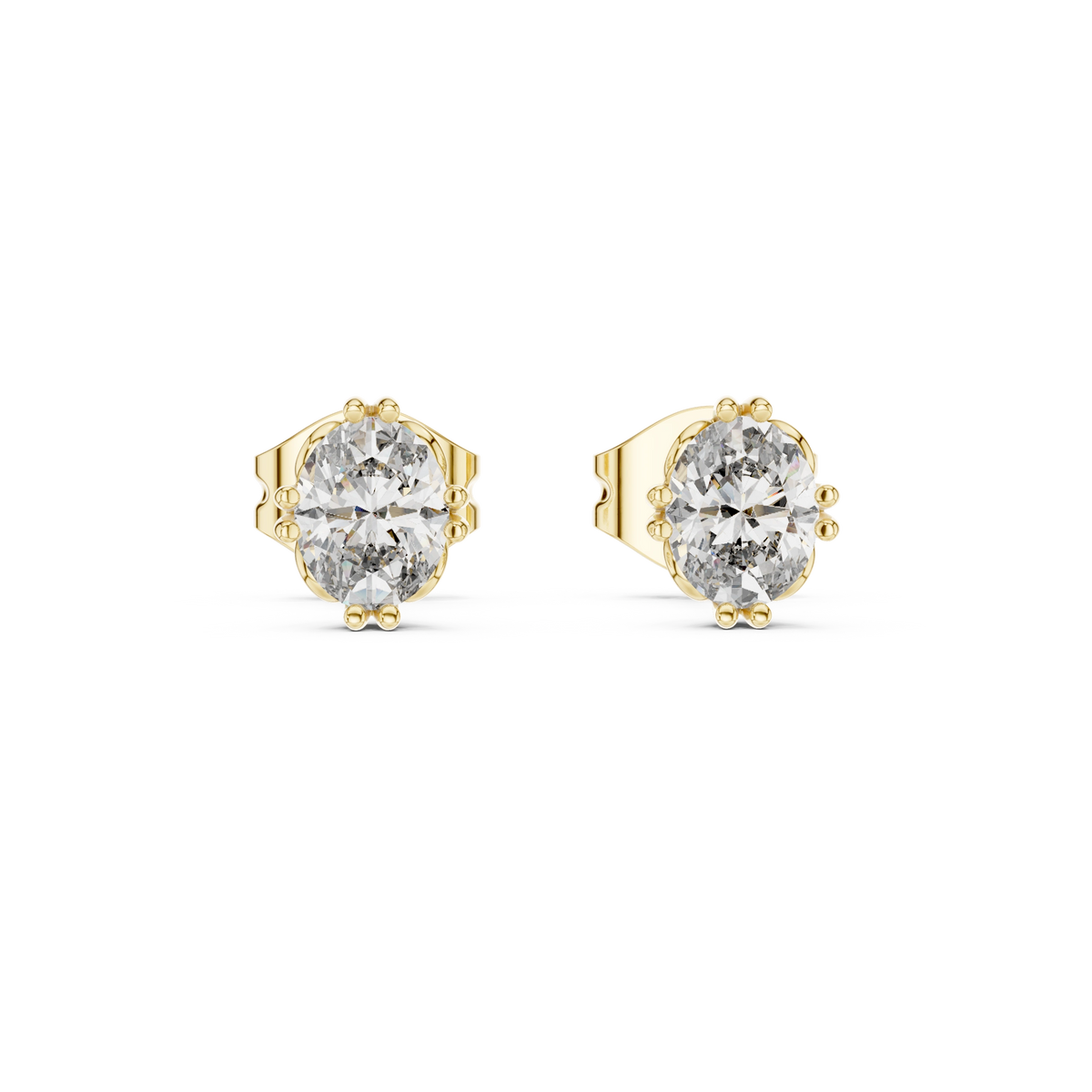 Gold 1Ct Solitaire Oval Lab Grown Diamond Corbin Earring