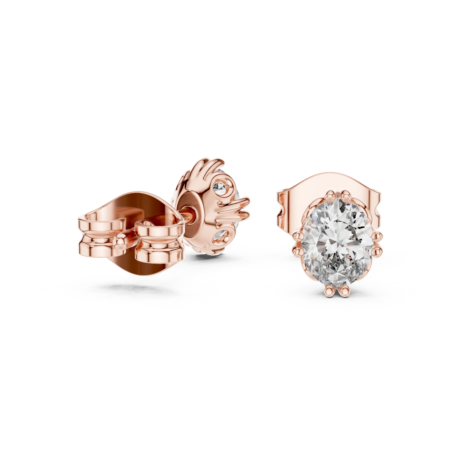 Gold 1Ct Solitaire Oval Lab Grown Diamond Corbin Earring