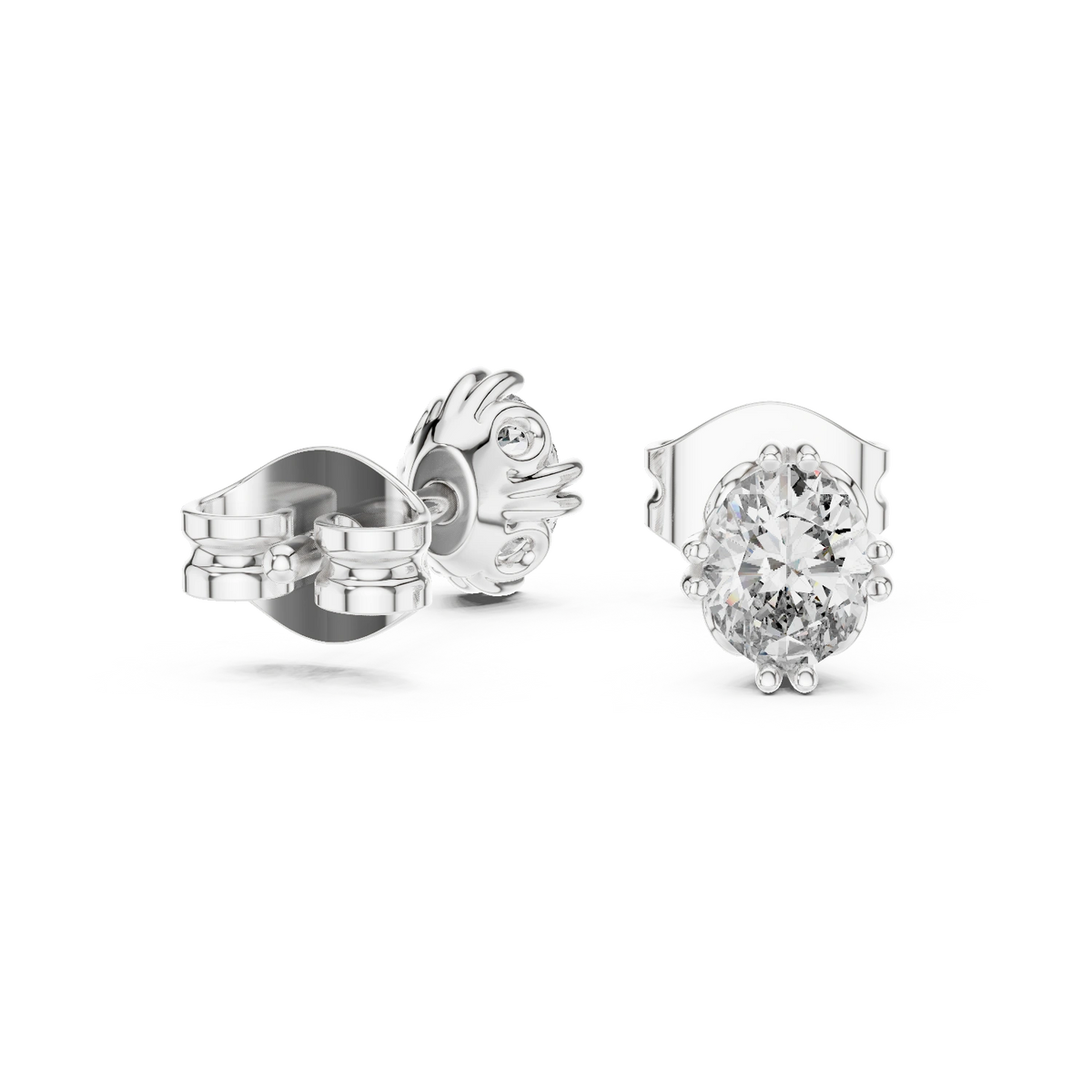 Gold 1Ct Solitaire Oval Lab Grown Diamond Corbin Earring