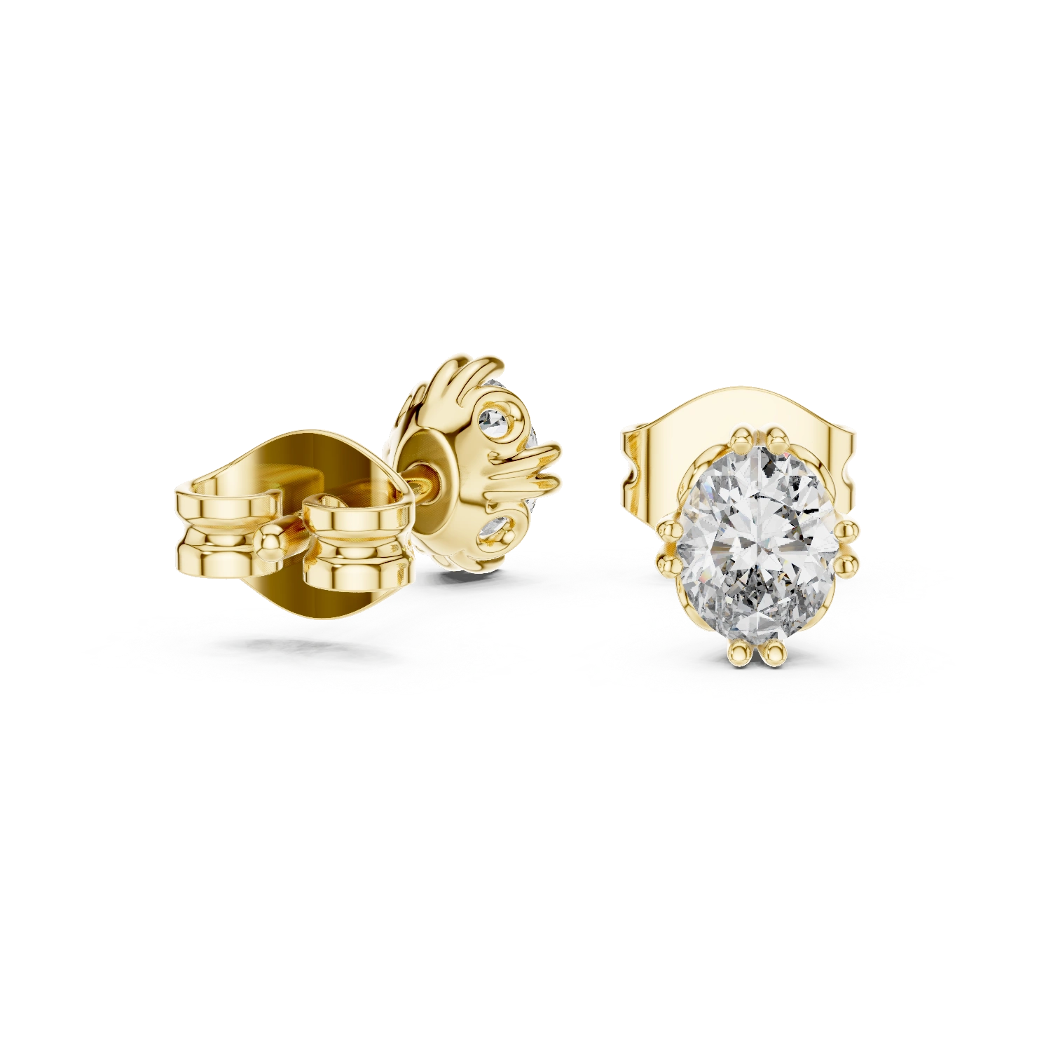 Gold 1Ct Solitaire Oval Lab Grown Diamond Corbin Earring