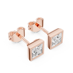 Gold 1Ct Bezel Stud Princess Lab Grown Diamond Wylie Earring
