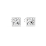 Gold 1Ct Bezel Stud Princess Lab Grown Diamond Wylie Earring