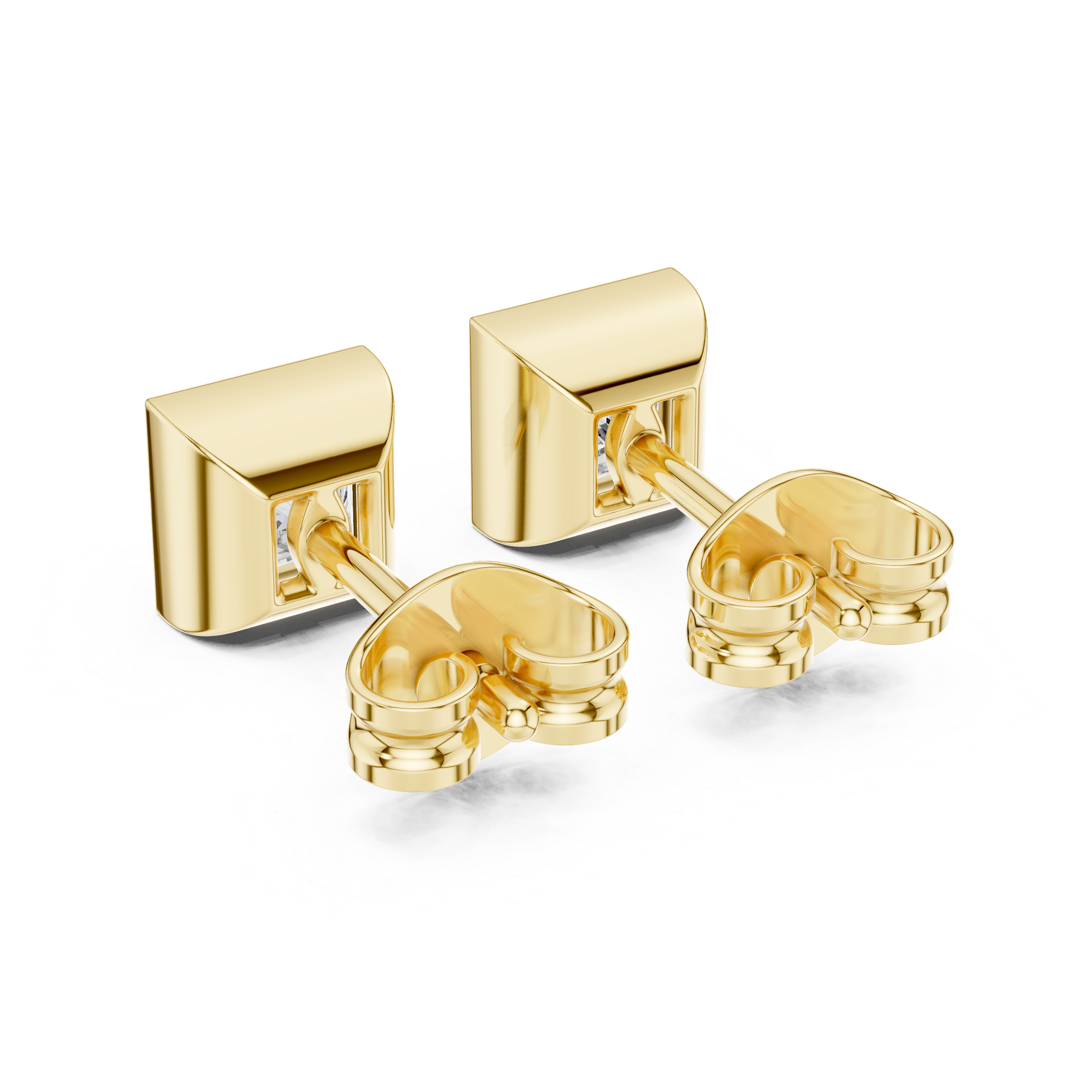 Gold 1Ct Bezel Stud Princess Lab Grown Diamond Wylie Earring