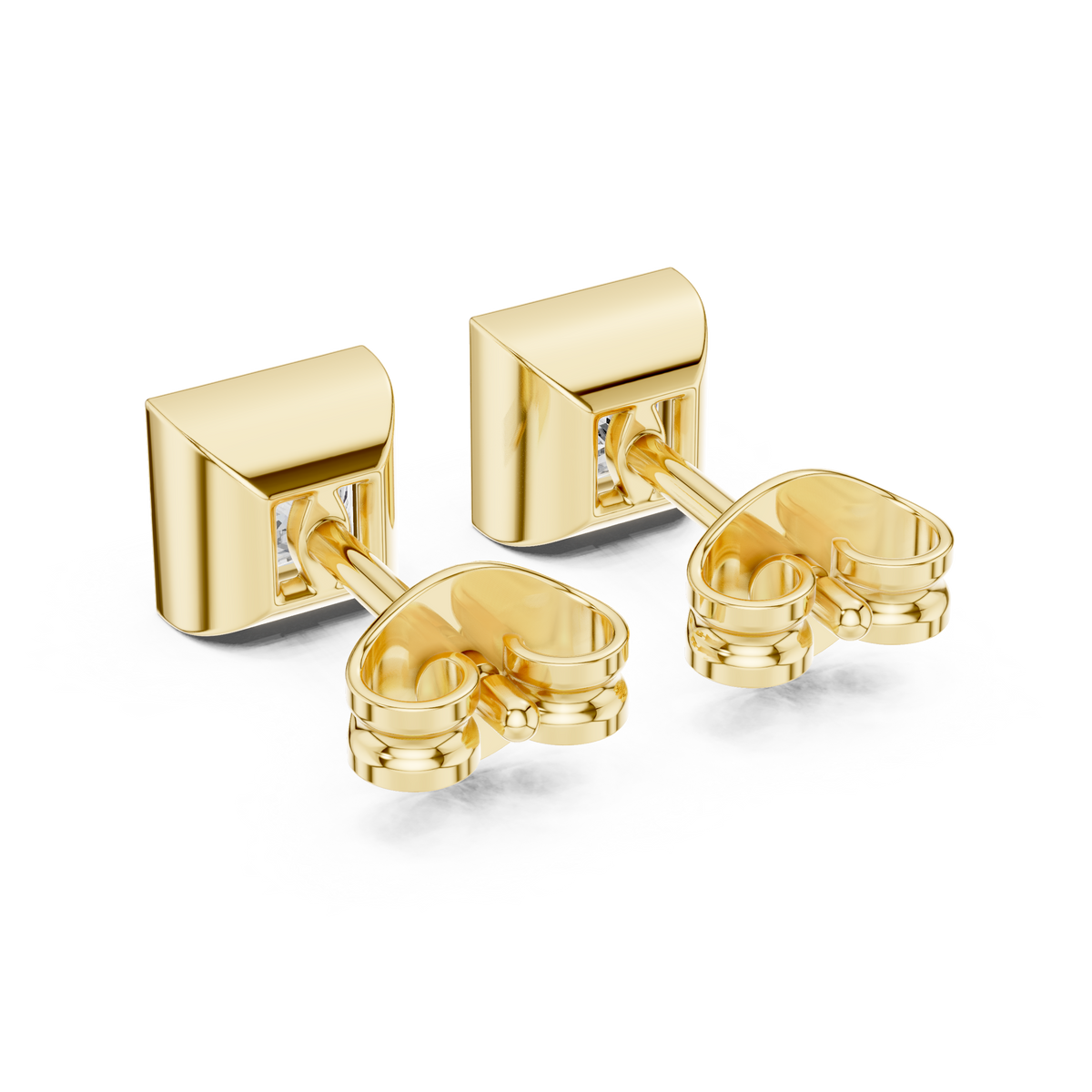 Gold 1Ct Bezel Stud Princess Lab Grown Diamond Wylie Earring