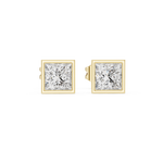 Gold 1Ct Bezel Stud Princess Lab Grown Diamond Wylie Earring