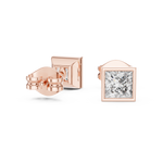 Gold 1Ct Bezel Stud Princess Lab Grown Diamond Wylie Earring