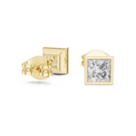 Gold 1Ct Bezel Stud Princess Lab Grown Diamond Wylie Earring