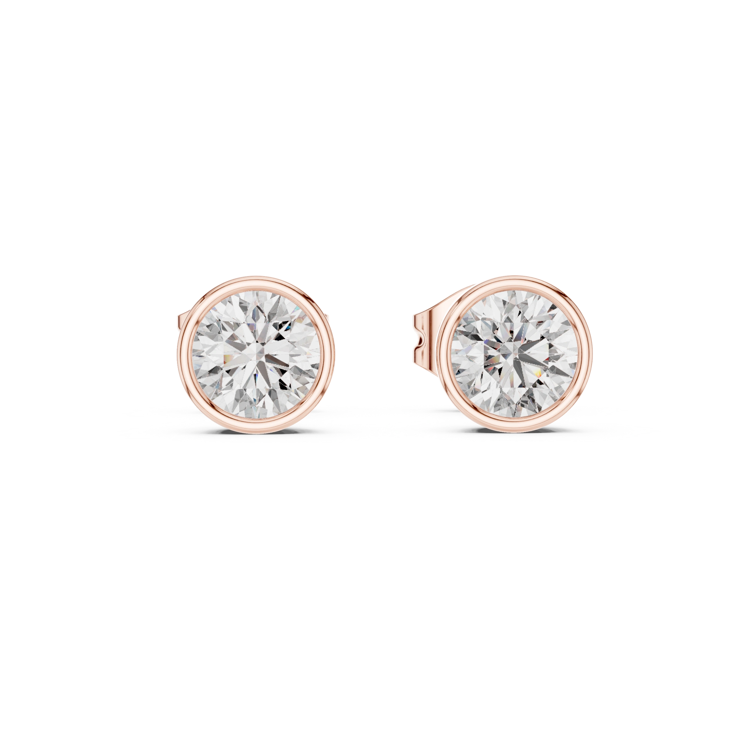 Gold 1Ct Bezel Round Lab Grown Diamond Tavish Earring
