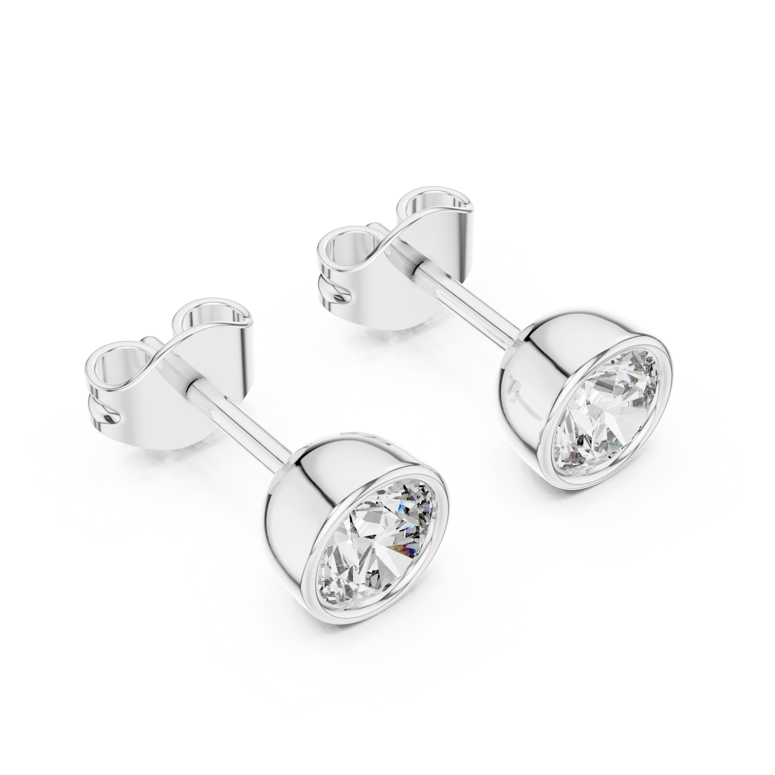 Gold 1Ct Bezel Round Lab Grown Diamond Tavish Earring