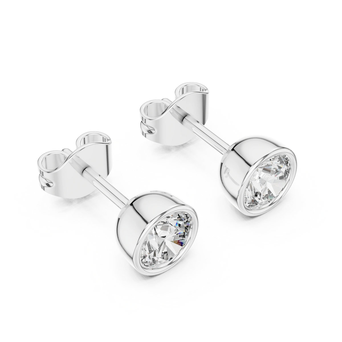 Gold 1Ct Bezel Round Lab Grown Diamond Tavish Earring