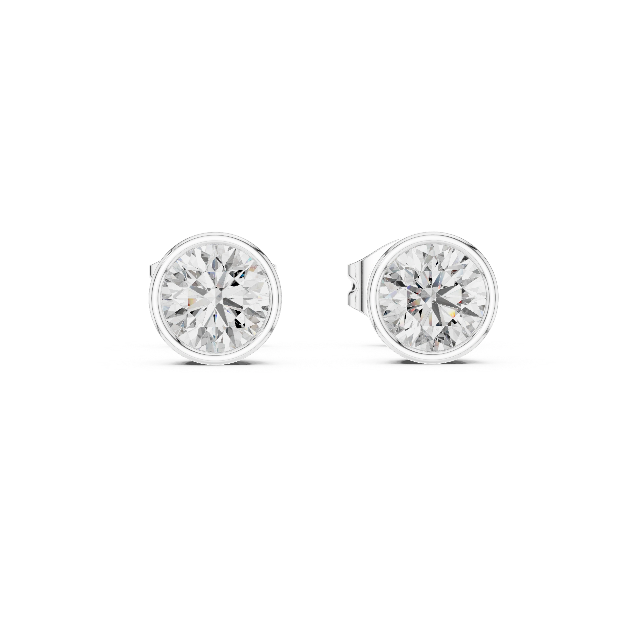 Gold 1Ct Bezel Round Lab Grown Diamond Tavish Earring