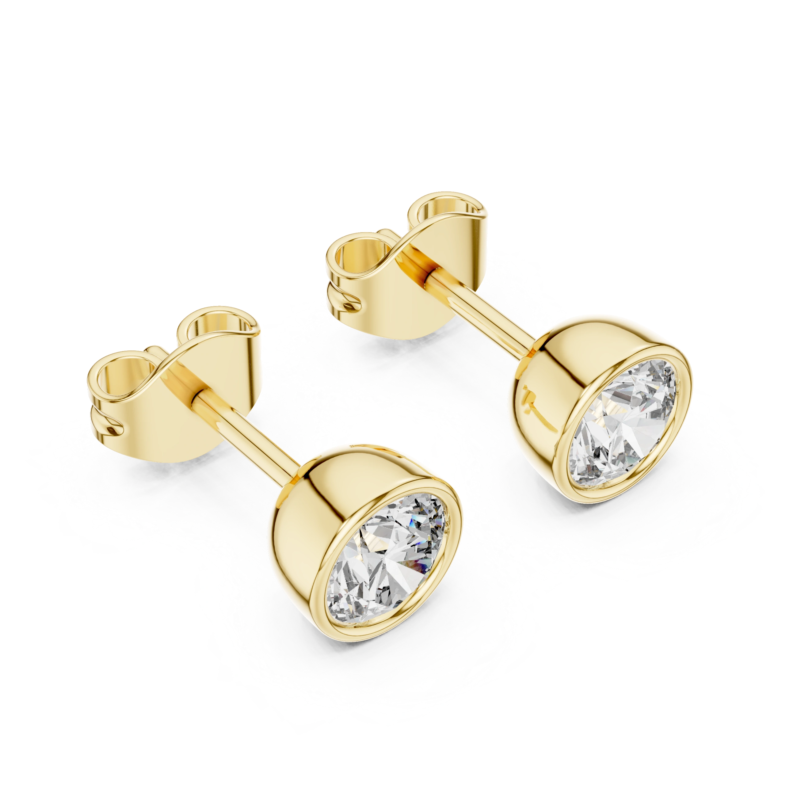 Gold 1Ct Bezel Round Lab Grown Diamond Tavish Earring
