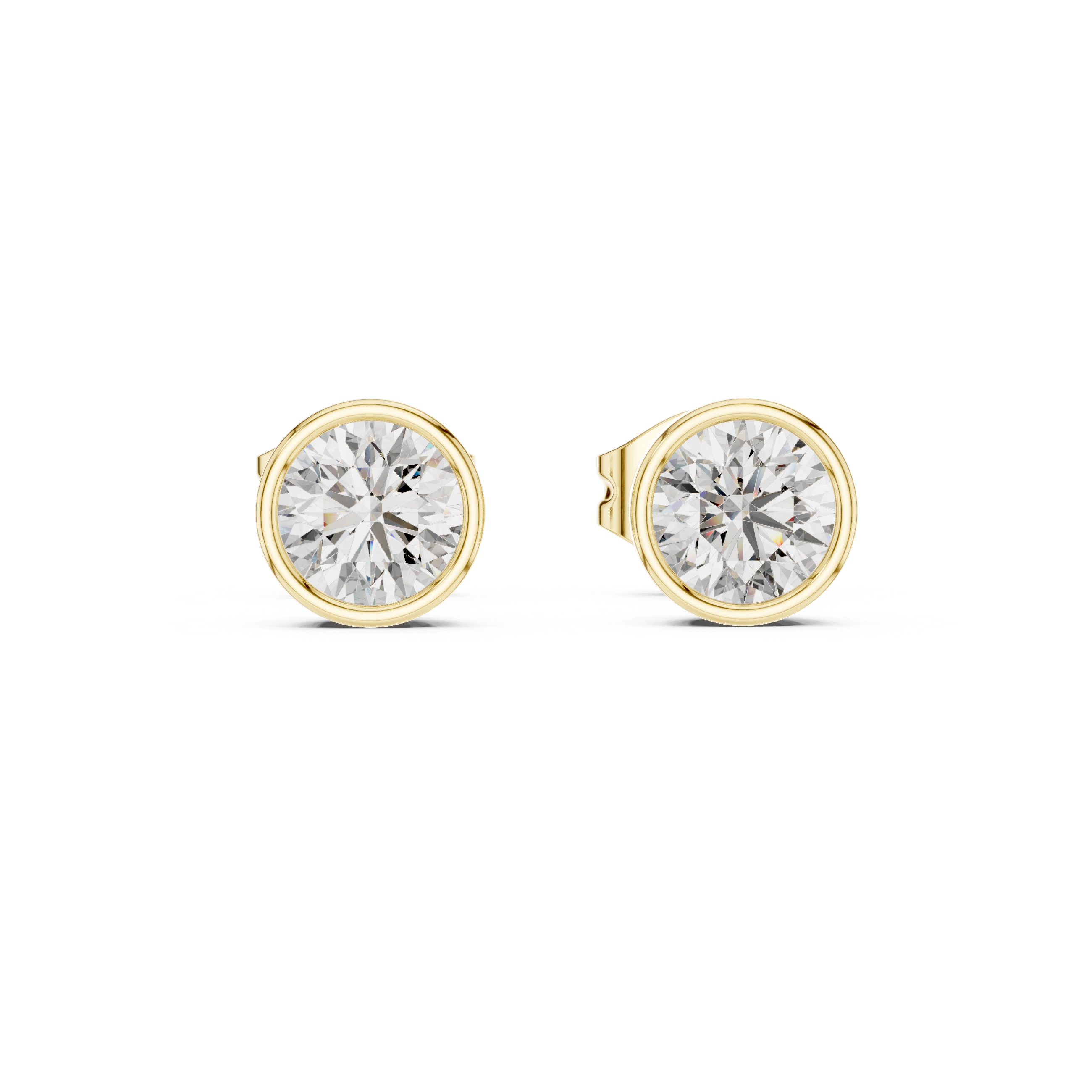 Gold 1Ct Bezel Round Lab Grown Diamond Tavish Earring