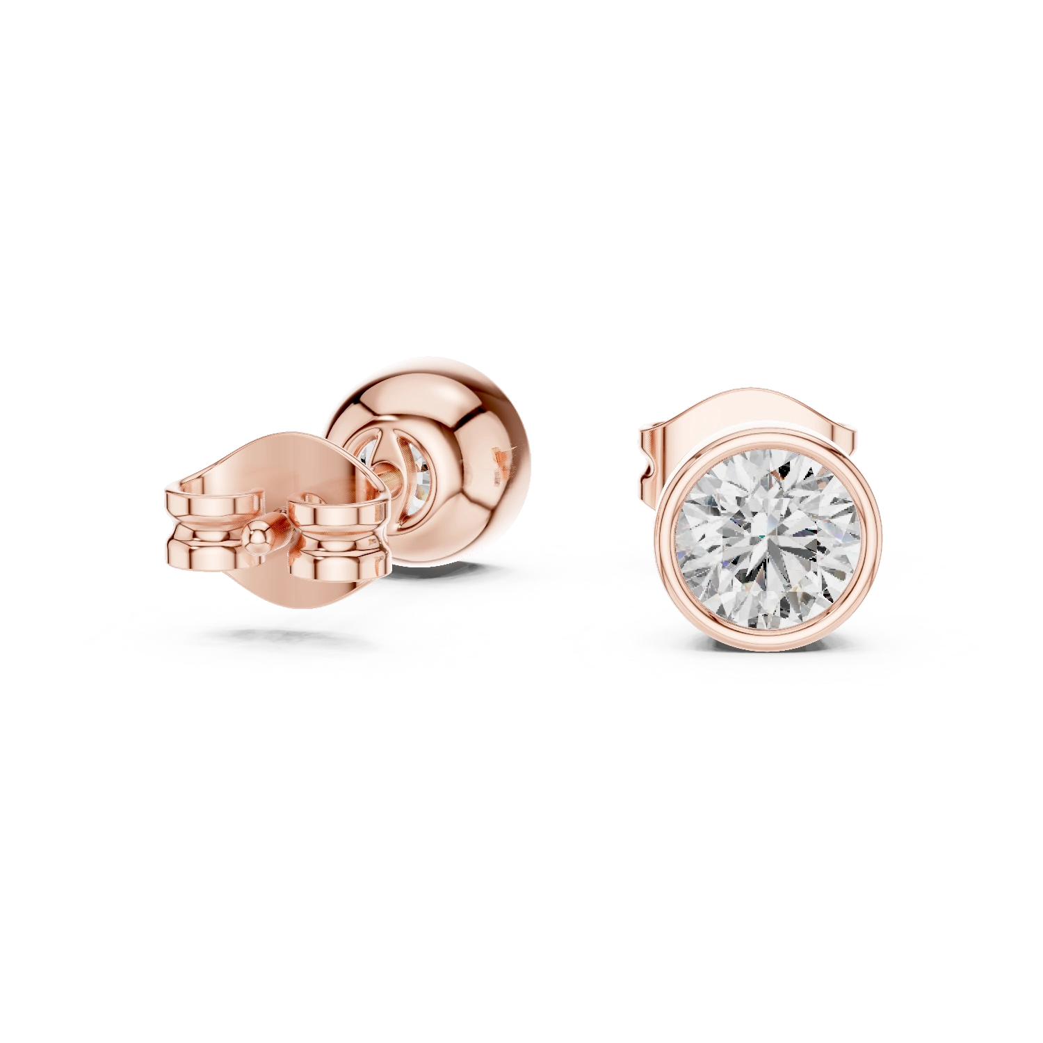 Gold 1Ct Bezel Round Lab Grown Diamond Tavish Earring