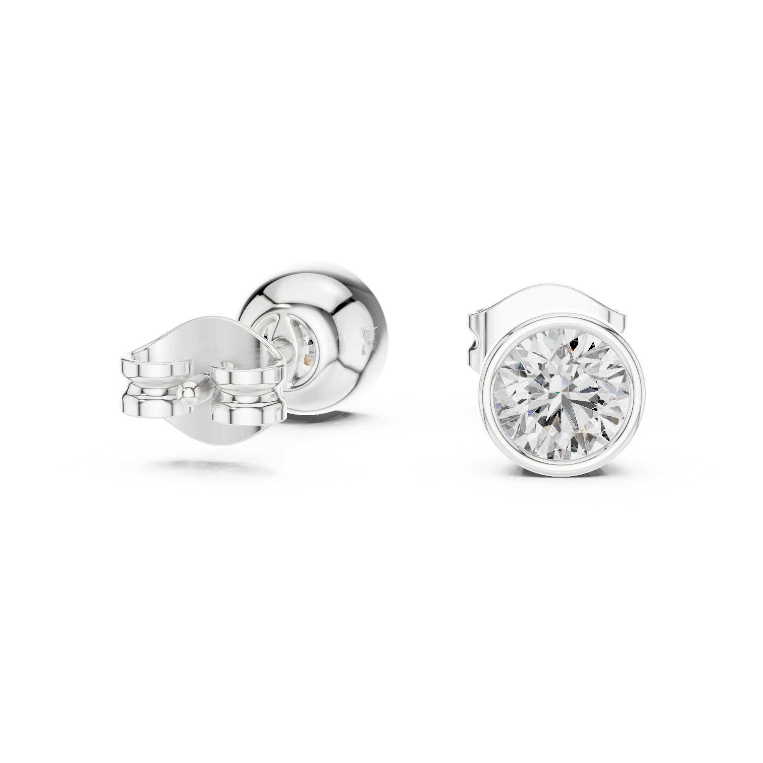 Gold 1Ct Bezel Round Lab Grown Diamond Tavish Earring