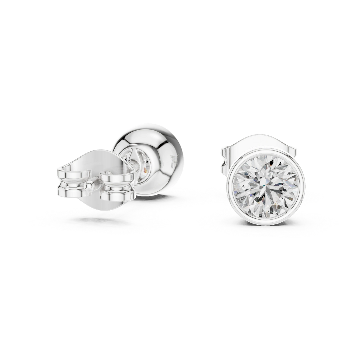 Gold 1Ct Bezel Round Lab Grown Diamond Tavish Earring