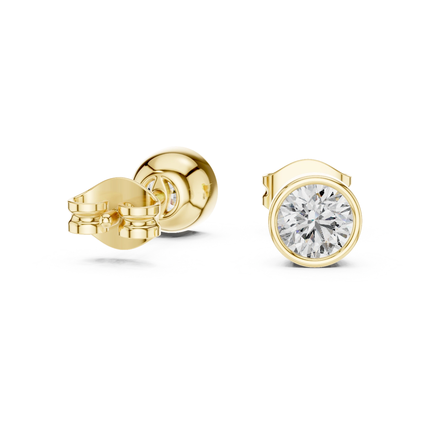 Gold 1Ct Bezel Round Lab Grown Diamond Tavish Earring