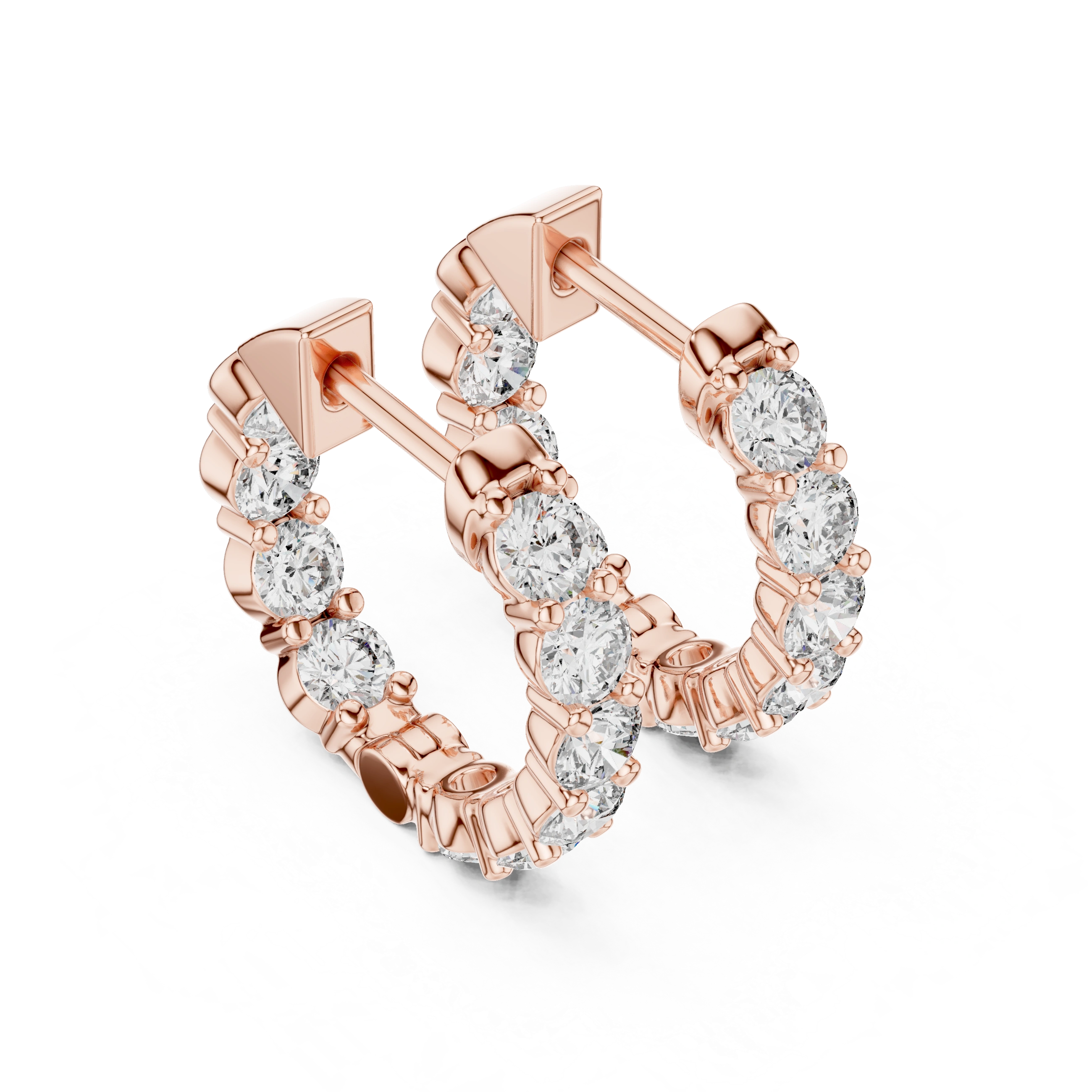 Gold 2Ct Prong Hoop Round Lab Grown Diamond Orso Earring