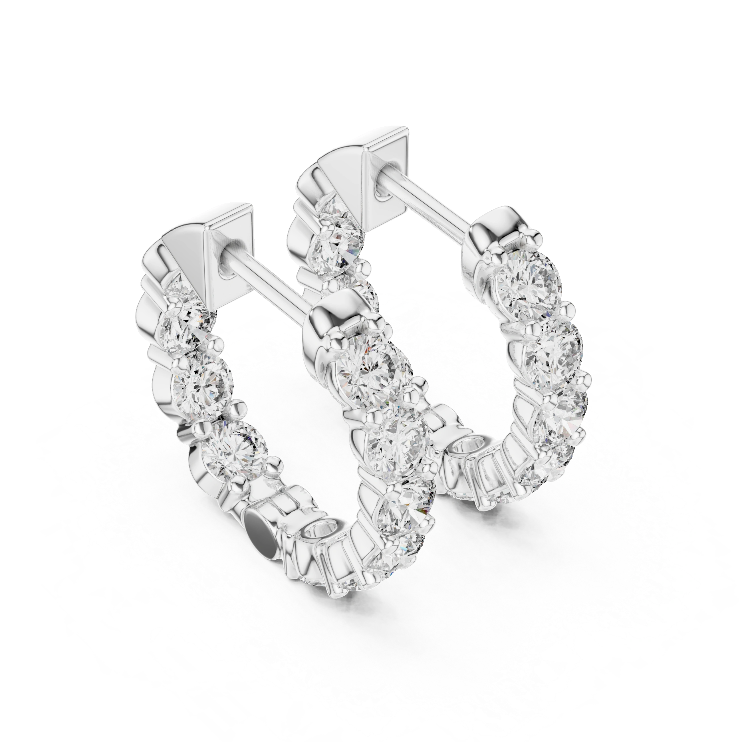 Gold 2Ct Prong Hoop Round Lab Grown Diamond Orso Earring