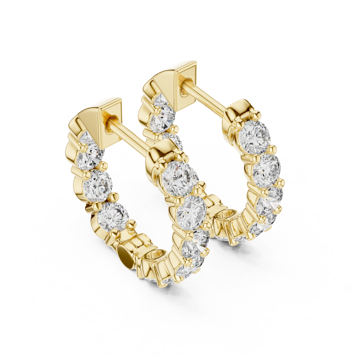 Gold 2Ct Prong Hoop Round Lab Grown Diamond Orso Earring