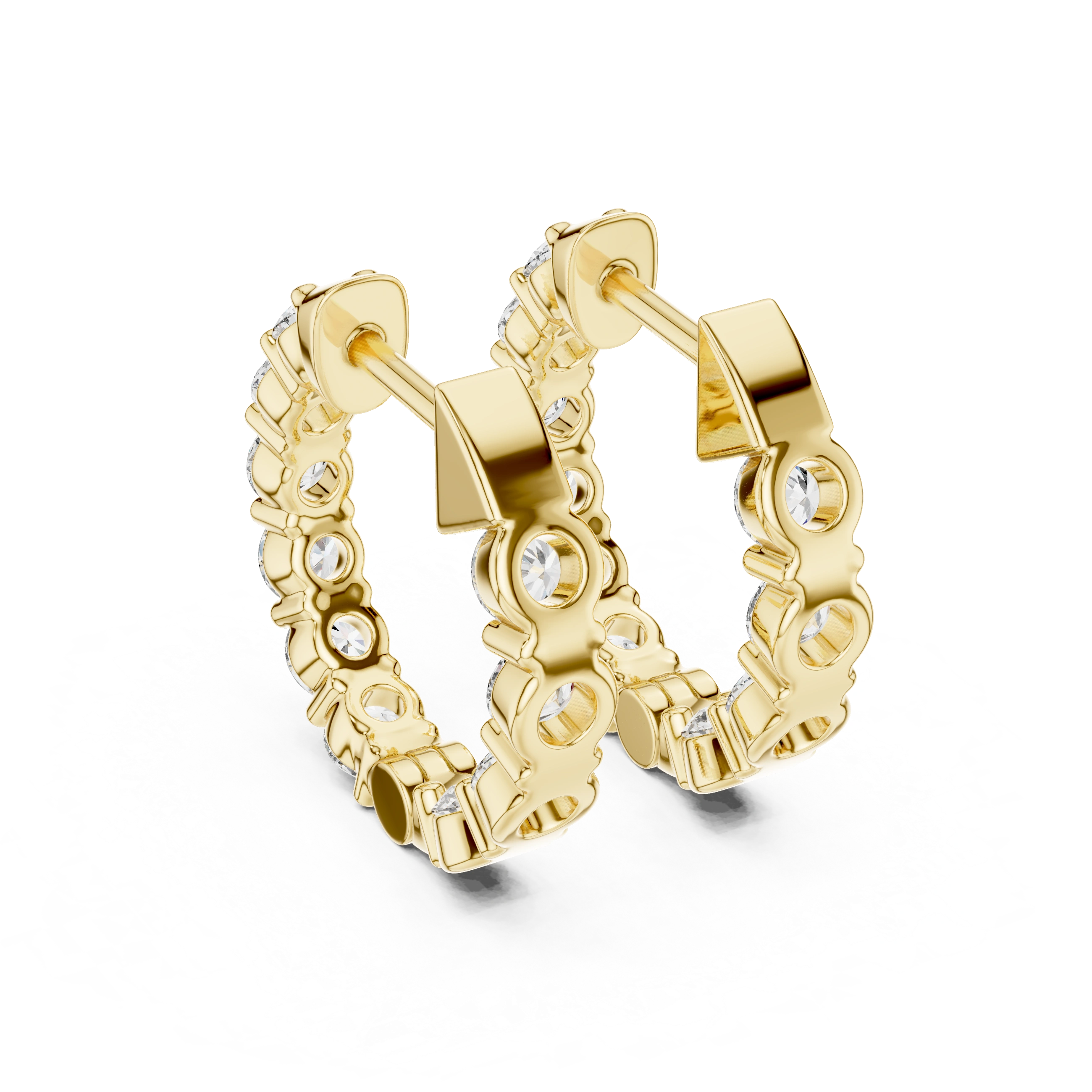 Gold 2Ct Prong Hoop Round Lab Grown Diamond Orso Earring