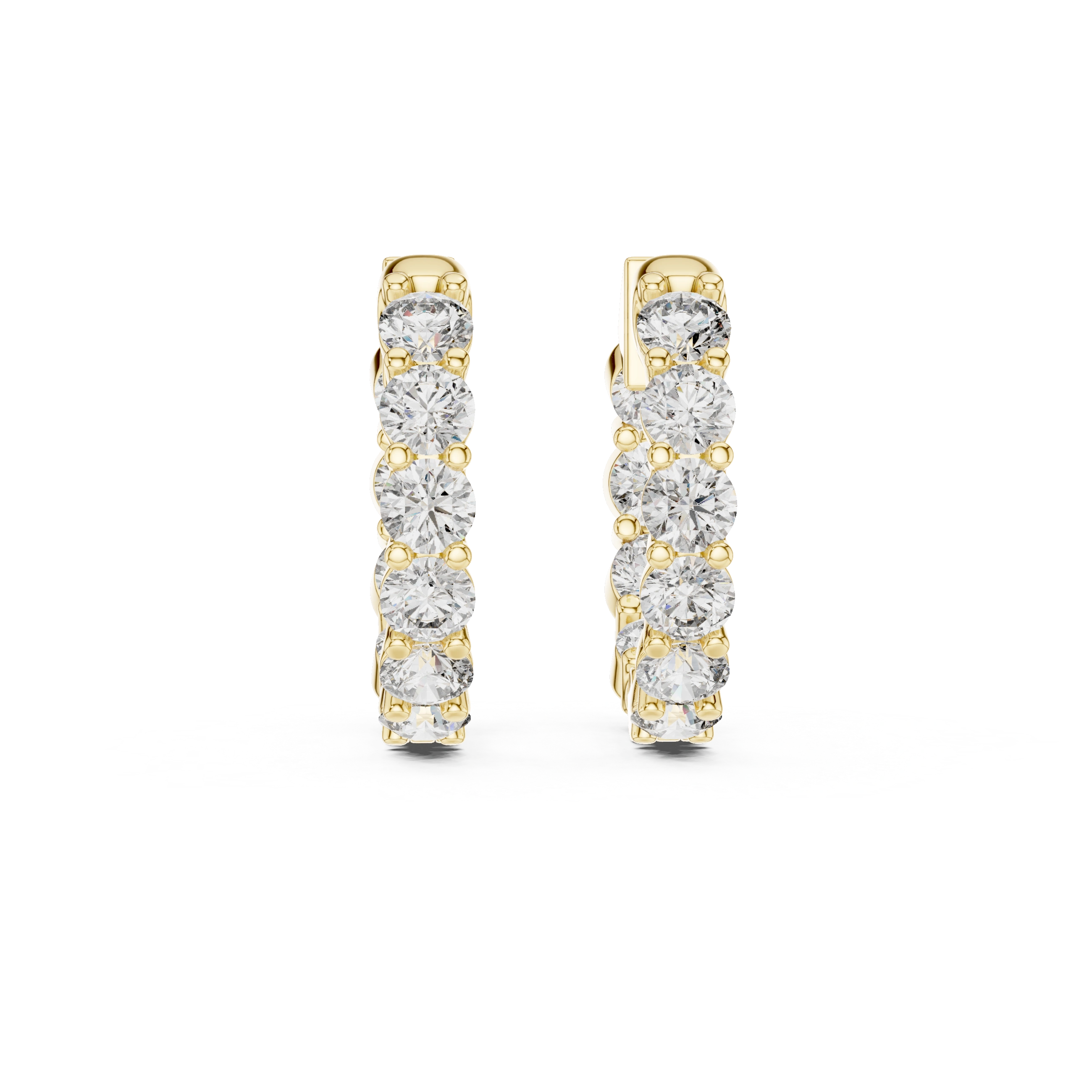 Gold 2Ct Prong Hoop Round Lab Grown Diamond Orso Earring