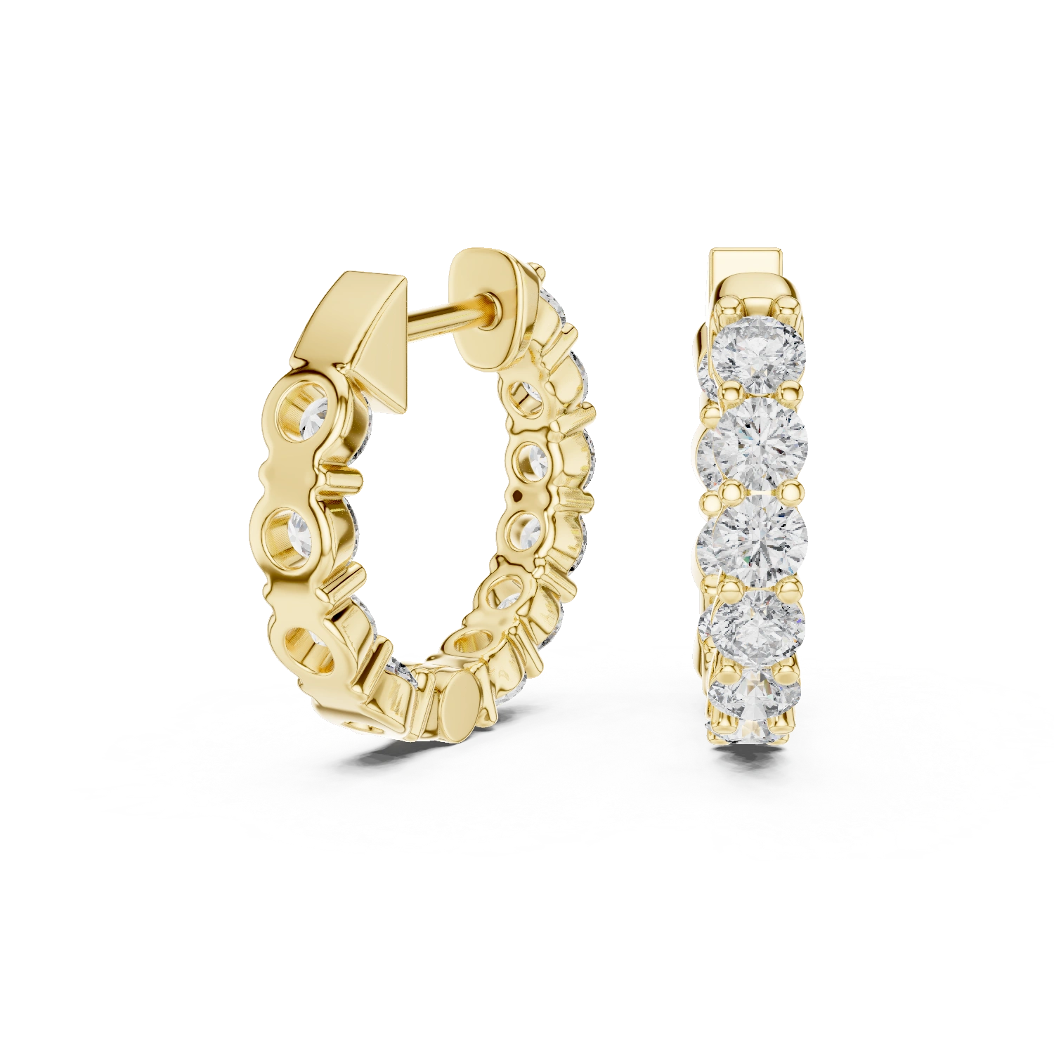 Gold 2Ct Prong Hoop Round Lab Grown Diamond Orso Earring