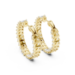 Gold 5Ct Prong Full Hoop Marquise Lab Grown Diamond Earring