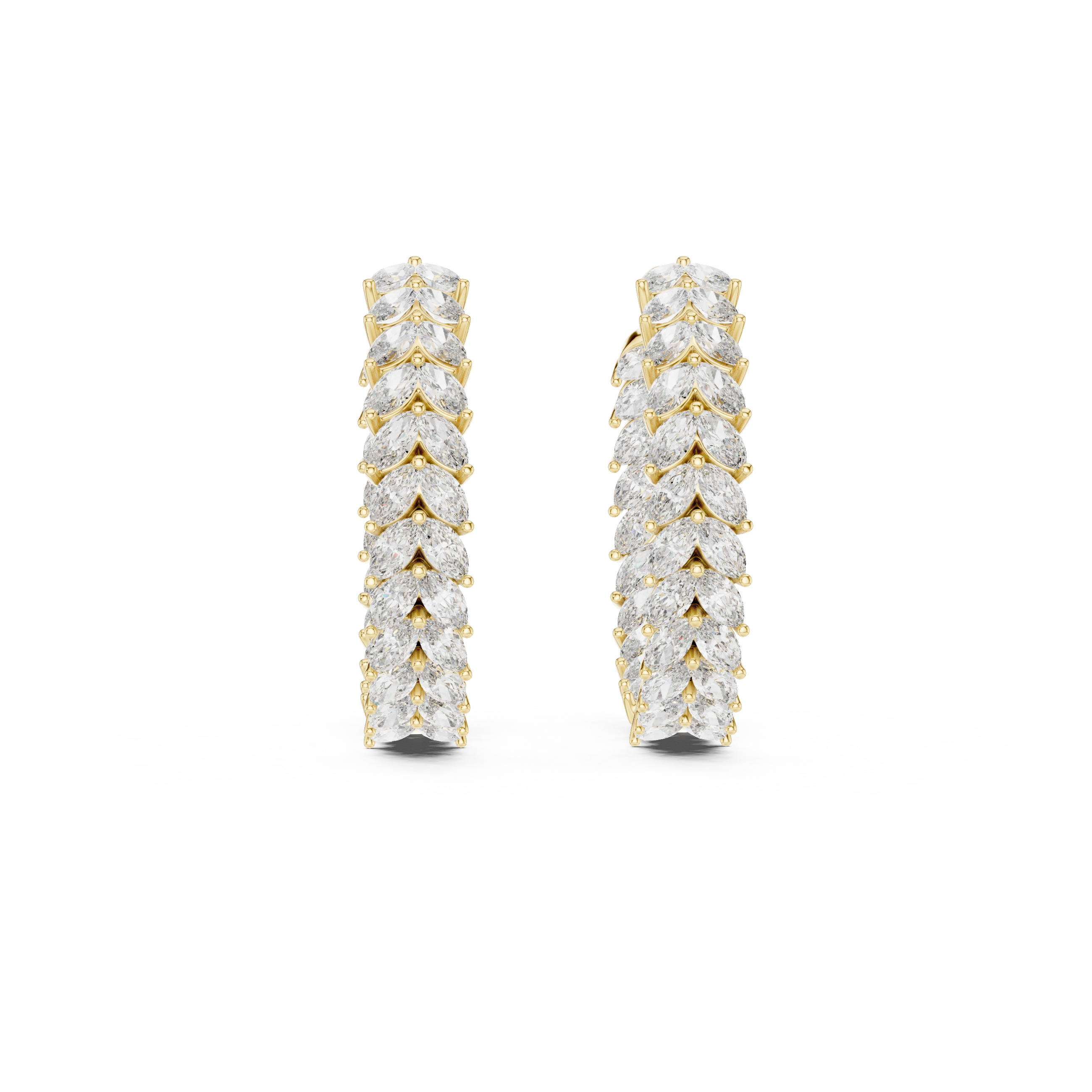 Gold 5Ct Prong Full Hoop Marquise Lab Grown Diamond Earring