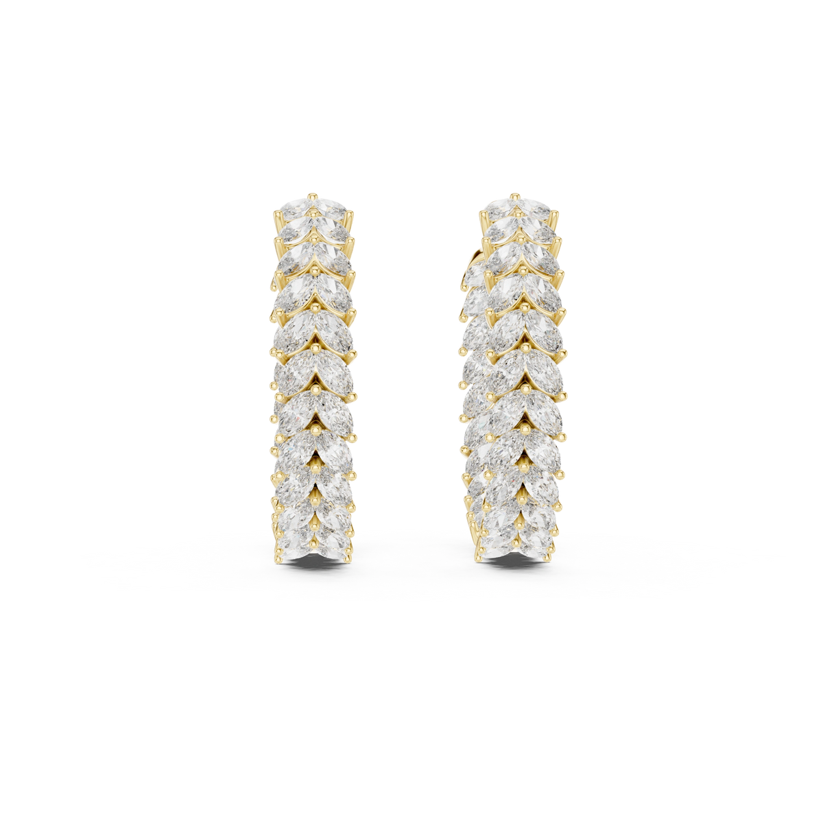 Gold 5Ct Prong Full Hoop Marquise Lab Grown Diamond Earring